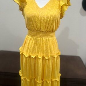 Yellow Ruffle Sleeve Dress
